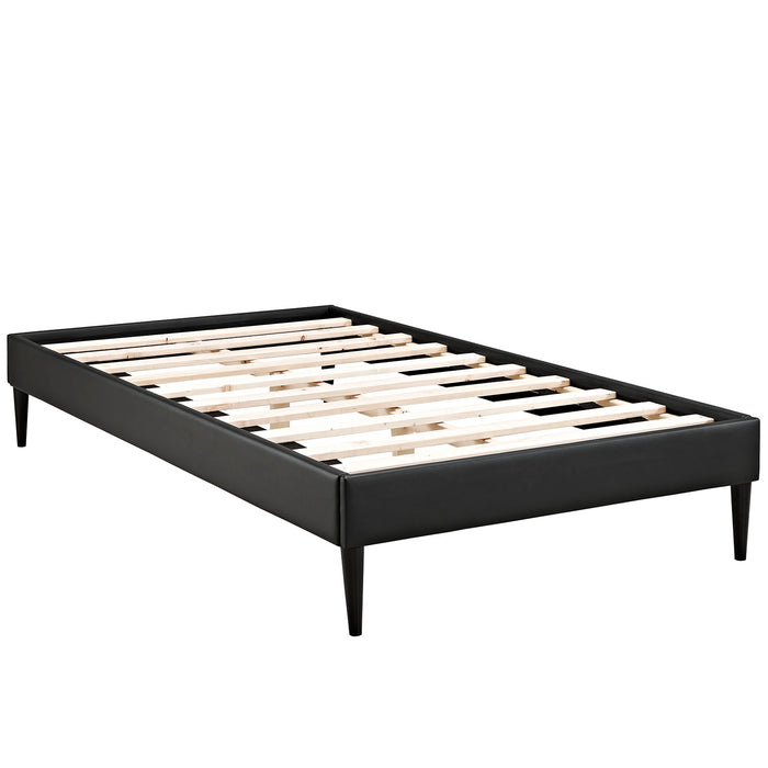 Sherry Twin Vinyl Bed Frame with Round Tapered Legs 5581-BLK