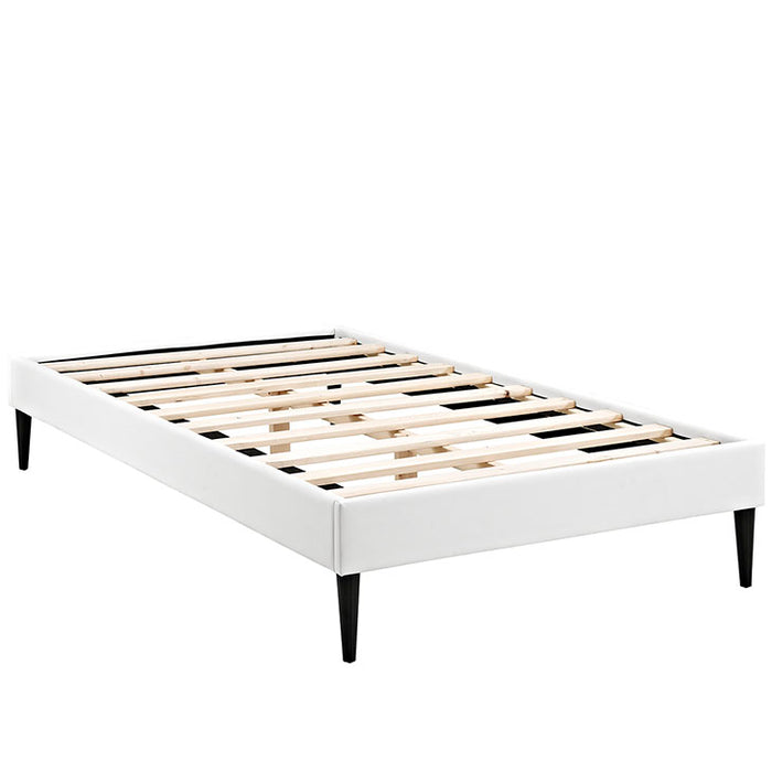 Sherry Twin Vinyl Bed Frame with Round Tapered Legs 5581-WHI