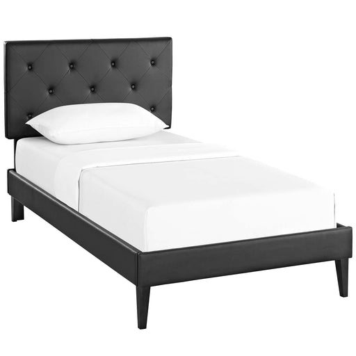 Terisa Twin Vinyl Platform Bed with Squared Tapered Legs 5583-BLK