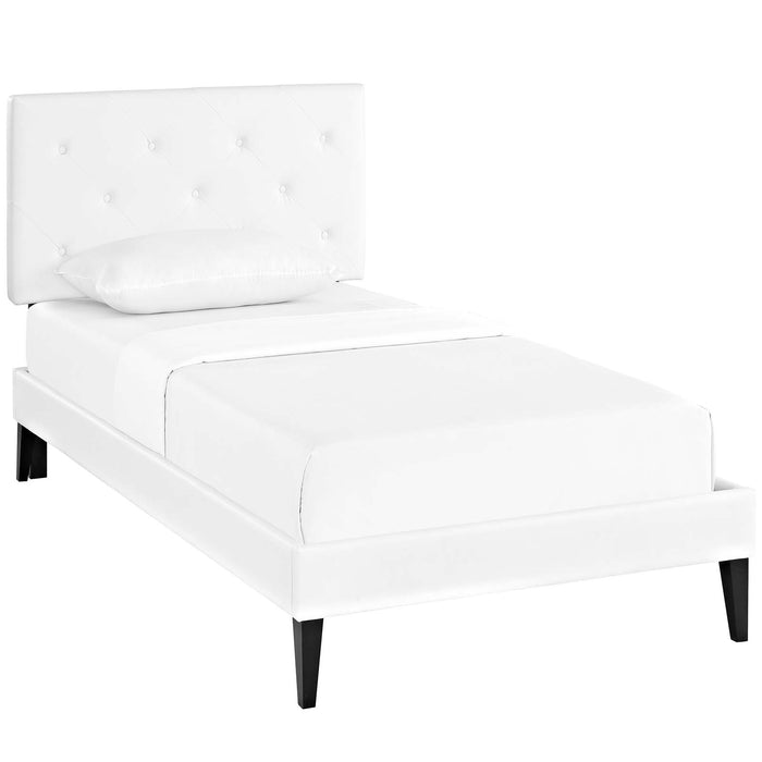 Terisa Twin Vinyl Platform Bed with Squared Tapered Legs 5583-WHI