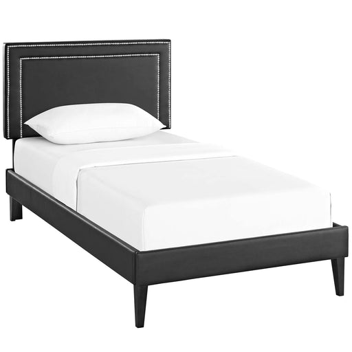 Jessamine Twin Vinyl Platform Bed with Squared Tapered Legs 5584-BLK