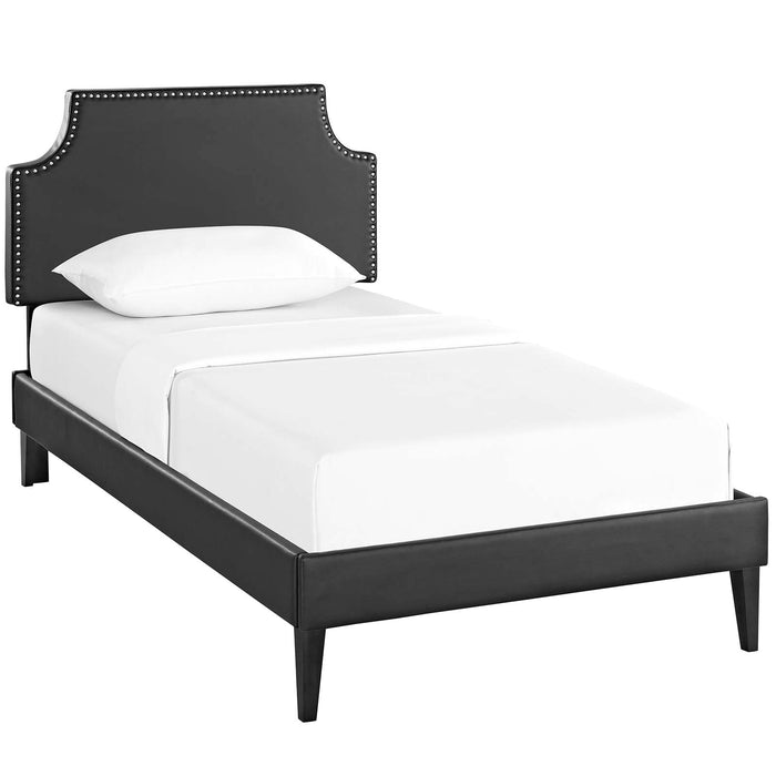 Laura Twin Vinyl Platform Bed with Squared Tapered Legs 5586-BLK