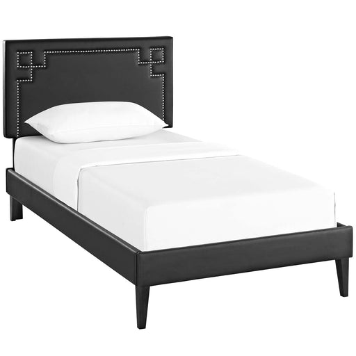 Josie Twin Vinyl Platform Bed with Squared Tapered Legs 5587-BLK