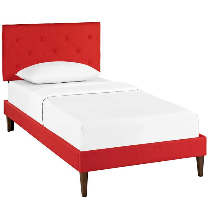 Terisa Twin Fabric Platform Bed with Squared Tapered Legs 5593-ATO