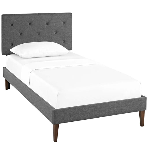 Terisa Twin Fabric Platform Bed with Squared Tapered Legs 5593-GRY