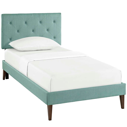 Terisa Twin Fabric Platform Bed with Squared Tapered Legs 5593-LAG