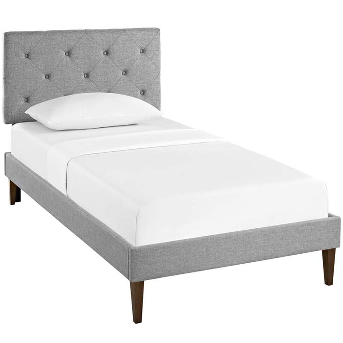 Terisa Twin Fabric Platform Bed with Squared Tapered Legs 5593-LGR