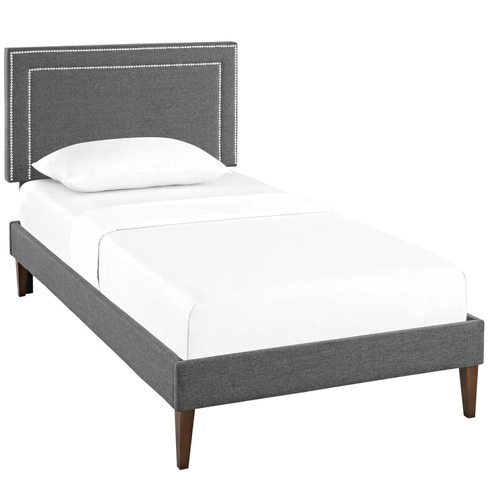 Jessamine Twin Fabric Platform Bed with Squared Tapered Legs 5594-GRY