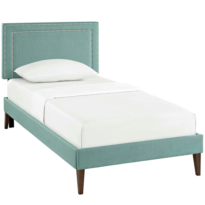 Jessamine Twin Fabric Platform Bed with Squared Tapered Legs 5594-LAG