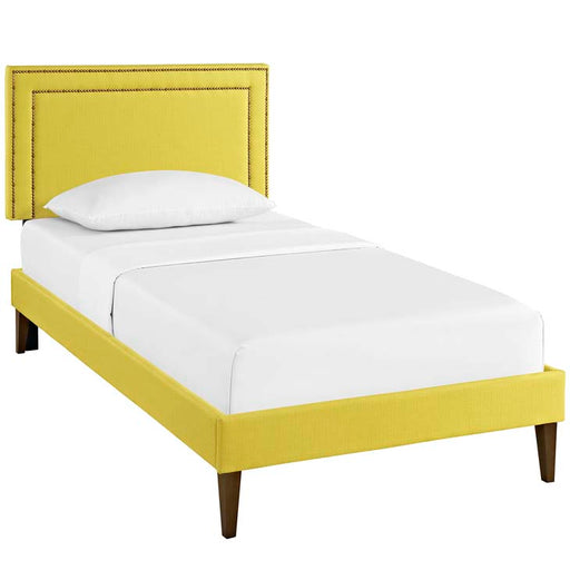 Jessamine Twin Fabric Platform Bed with Squared Tapered Legs 5594-SUN