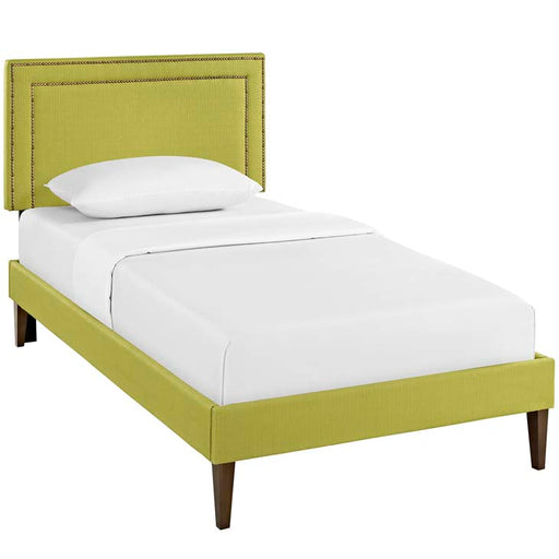 Jessamine Twin Fabric Platform Bed with Squared Tapered Legs 5594-WHE