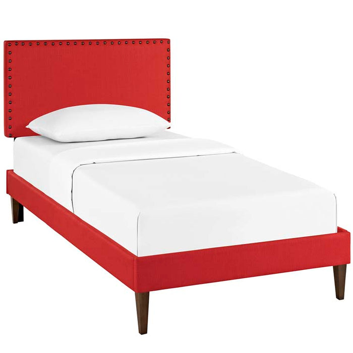 Phoebe Twin Fabric Platform Bed with Squared Tapered Legs 5595-ATO