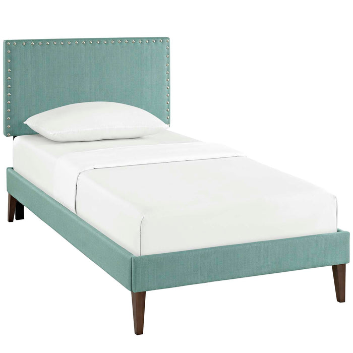 Phoebe Twin Fabric Platform Bed with Squared Tapered Legs 5595-LAG