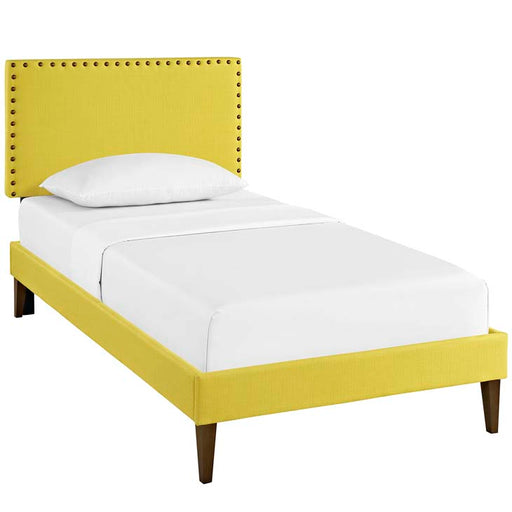 Phoebe Twin Fabric Platform Bed with Squared Tapered Legs 5595-SUN