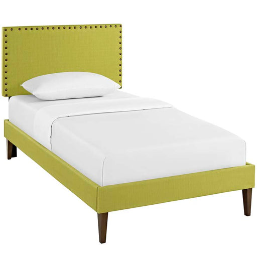 Phoebe Twin Fabric Platform Bed with Squared Tapered Legs 5595-WHE