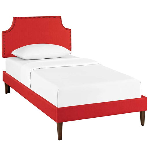 Laura Twin Fabric Platform Bed with Squared Tapered Legs 5596-ATO