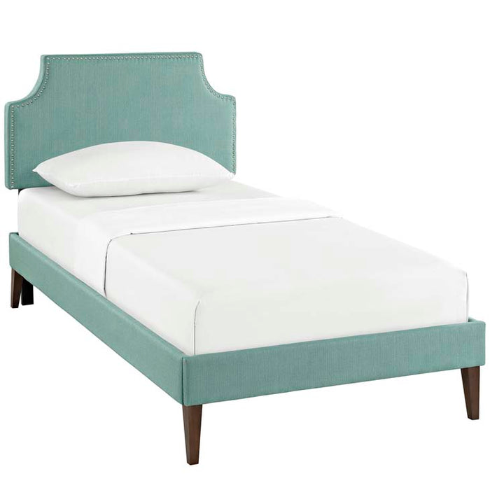 Laura Twin Fabric Platform Bed with Squared Tapered Legs 5596-LAG