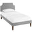 Laura Twin Fabric Platform Bed with Squared Tapered Legs 5596-LGR