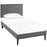 Camille Twin Fabric Platform Bed with Squared Tapered Legs 5598-GRY