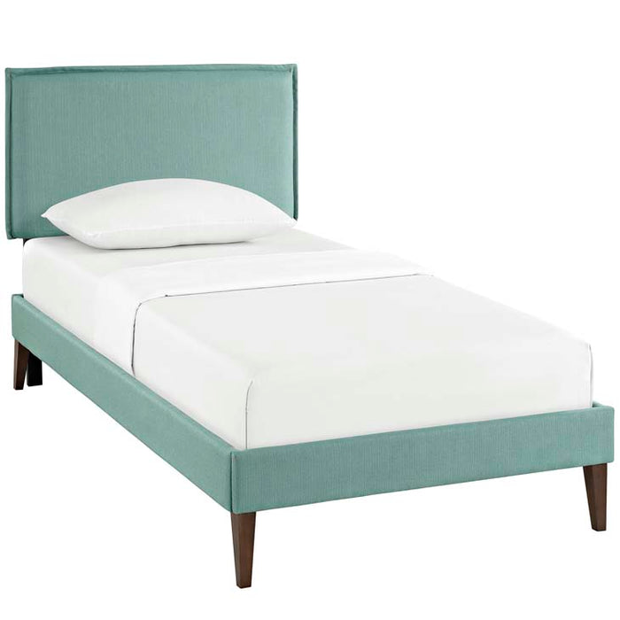 Camille Twin Fabric Platform Bed with Squared Tapered Legs 5598-LAG