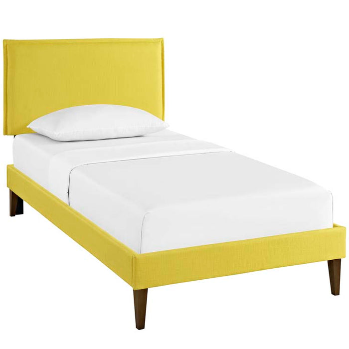 Camille Twin Fabric Platform Bed with Squared Tapered Legs 5598-SUN