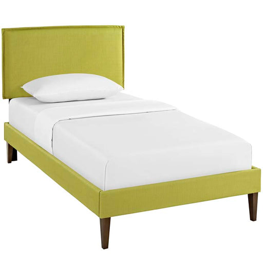 Camille Twin Fabric Platform Bed with Squared Tapered Legs 5598-WHE