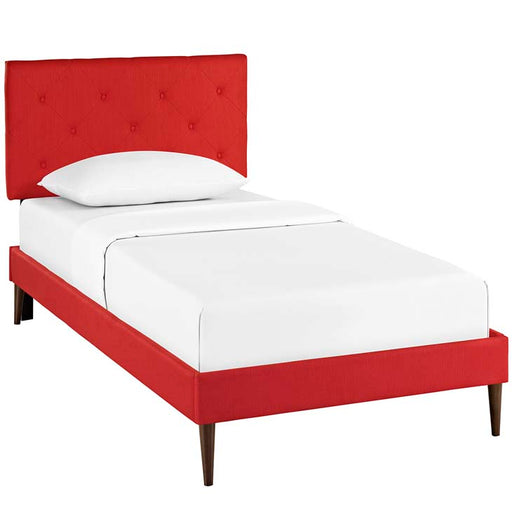 Terisa Twin Fabric Platform Bed with Round Tapered Legs 5599-ATO