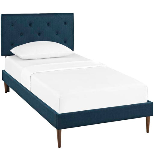 Terisa Twin Fabric Platform Bed with Round Tapered Legs 5599-AZU