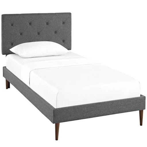 Terisa Twin Fabric Platform Bed with Round Tapered Legs 5599-GRY