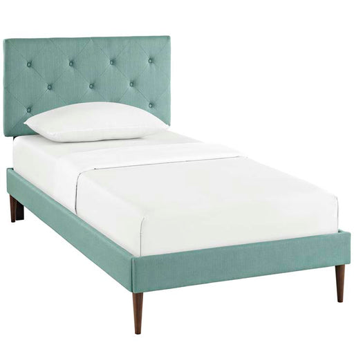 Terisa Twin Fabric Platform Bed with Round Tapered Legs 5599-LAG