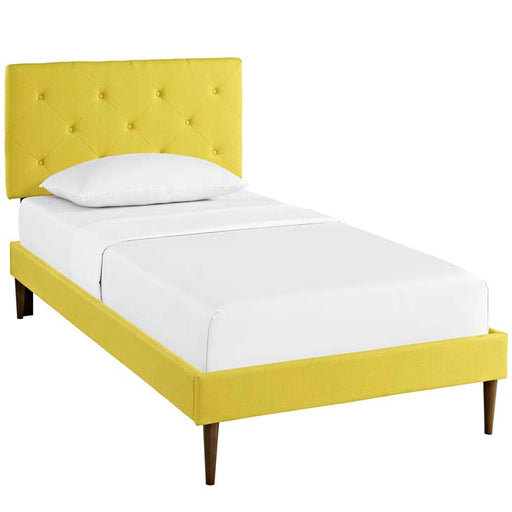 Terisa Twin Fabric Platform Bed with Round Tapered Legs 5599-SUN