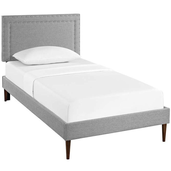 Jessamine Twin Fabric Platform Bed with Round Tapered Legs 5600-LGR