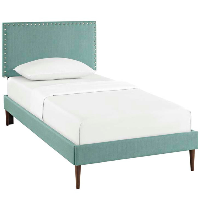 Phoebe Twin Fabric Platform Bed with Round Tapered Legs 5601-LAG