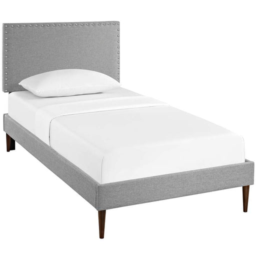 Phoebe Twin Fabric Platform Bed with Round Tapered Legs 5601-LGR