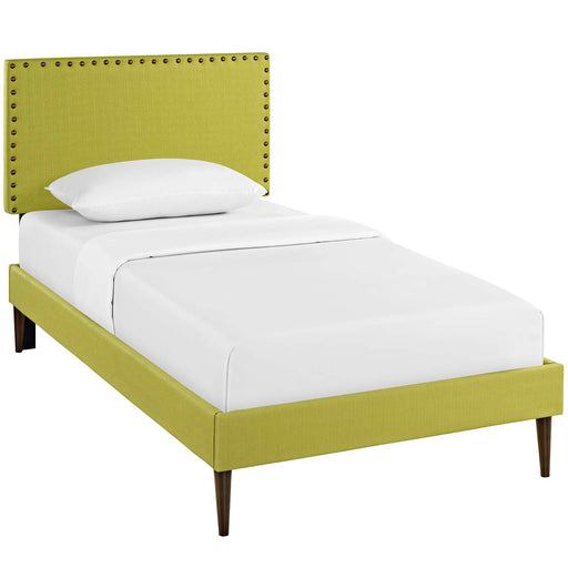 Phoebe Twin Fabric Platform Bed with Round Tapered Legs 5601-WHE