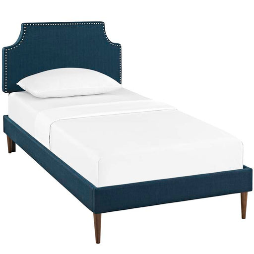 Laura Twin Fabric Platform Bed with Round Tapered Legs 5602-AZU