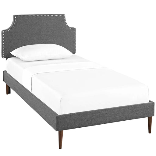 Laura Twin Fabric Platform Bed with Round Tapered Legs 5602-GRY