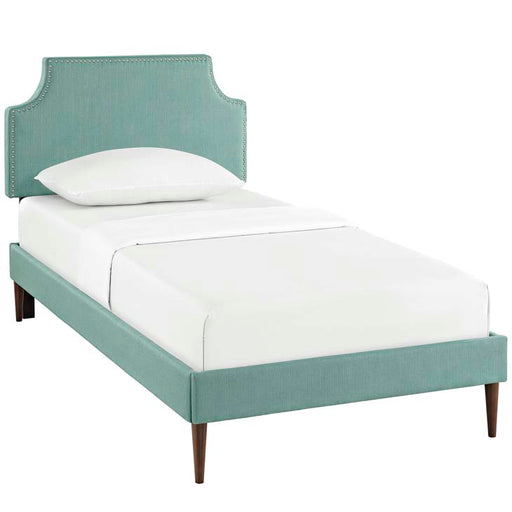 Laura Twin Fabric Platform Bed with Round Tapered Legs 5602-LAG