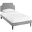 Laura Twin Fabric Platform Bed with Round Tapered Legs 5602-LGR