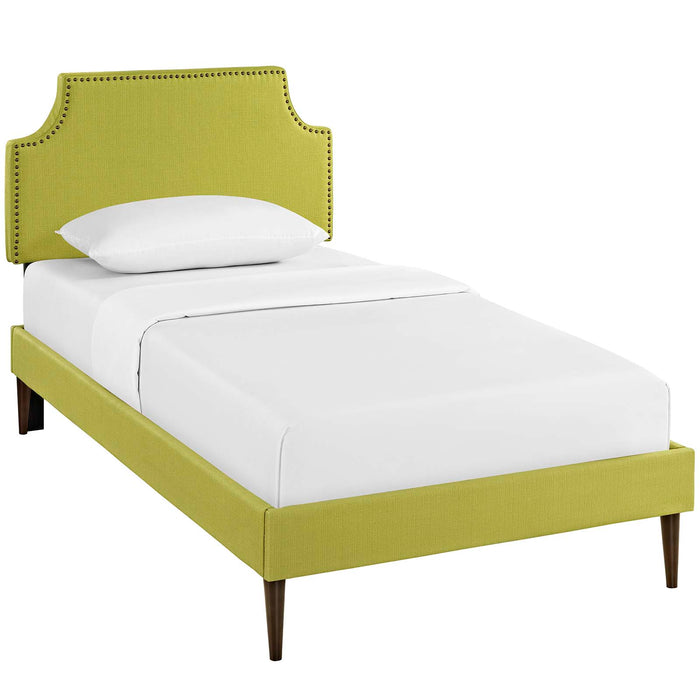 Laura Twin Fabric Platform Bed with Round Tapered Legs 5602-WHE