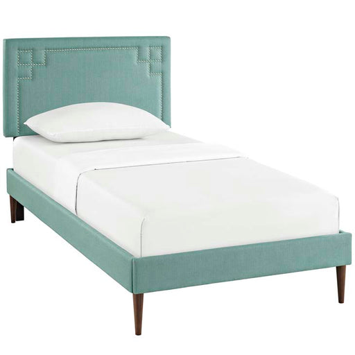 Josie Twin Fabric Platform Bed with Round Tapered Legs 5603-LAG