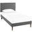 Camille Twin Fabric Platform Bed with Round Tapered Legs 5604-GRY