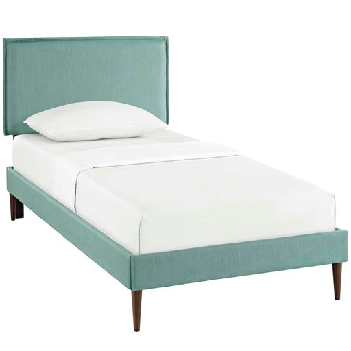 Camille Twin Fabric Platform Bed with Round Tapered Legs 5604-LAG