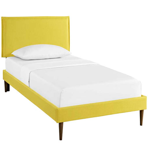 Camille Twin Fabric Platform Bed with Round Tapered Legs 5604-SUN