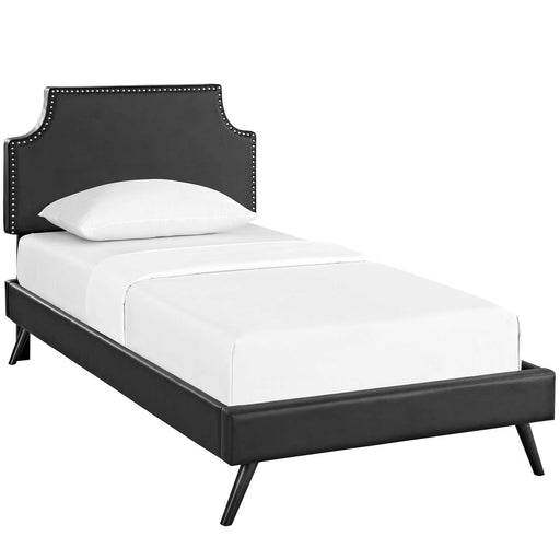 Laura Twin Vinyl Platform Bed with Round Splayed Legs 5608-BLK