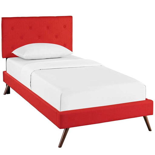 Terisa Twin Fabric Platform Bed with Round Splayed Legs 5610-ATO