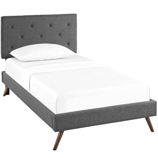 Terisa Twin Fabric Platform Bed with Round Splayed Legs 5610-GRY