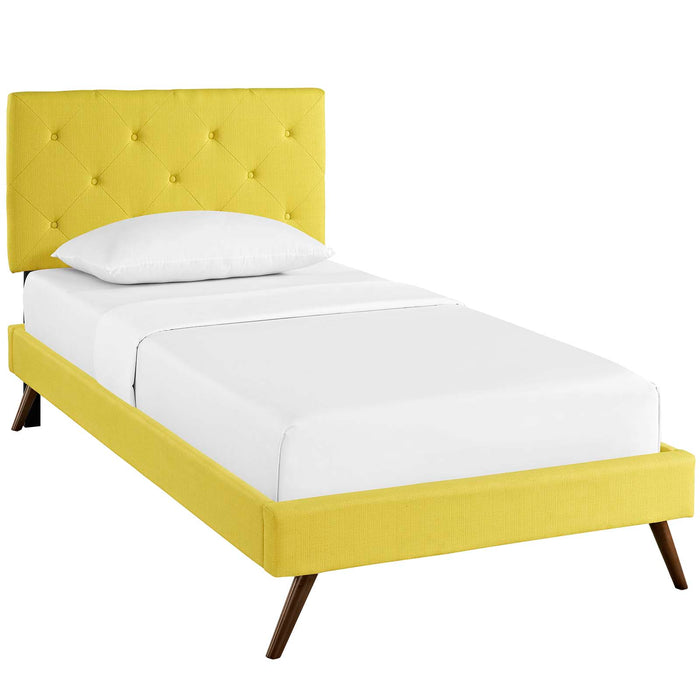 Terisa Twin Fabric Platform Bed with Round Splayed Legs 5610-SUN