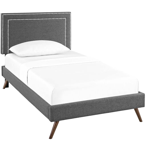 Jessamine Twin Fabric Platform Bed with Round Splayed Legs 5611-GRY