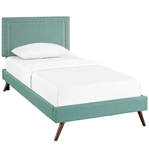 Jessamine Twin Fabric Platform Bed with Round Splayed Legs 5611-LAG